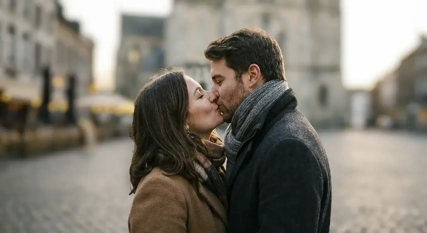 Couple profitant d'une balade romantique et d'un dîner en amoureux à Nivelles pour se retrouver.