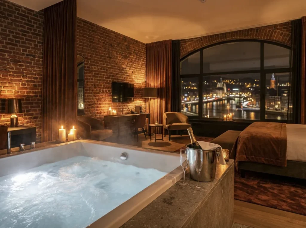 Sélection des meilleures suites romantiques avec jacuzzi privatif à Liège pour une nuit en amoureux.